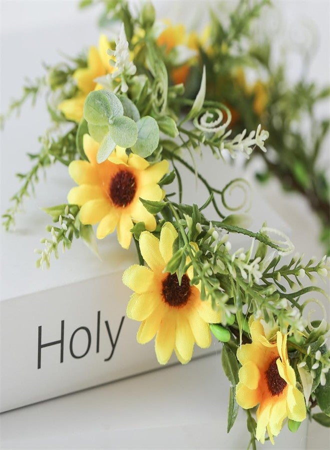 VANTOBEST Sunflower Daisy Floral Crown Headband Wreath Bridal Hair Accessories for Women Girls Wedding Birthday Party Photo Prop - Image 5